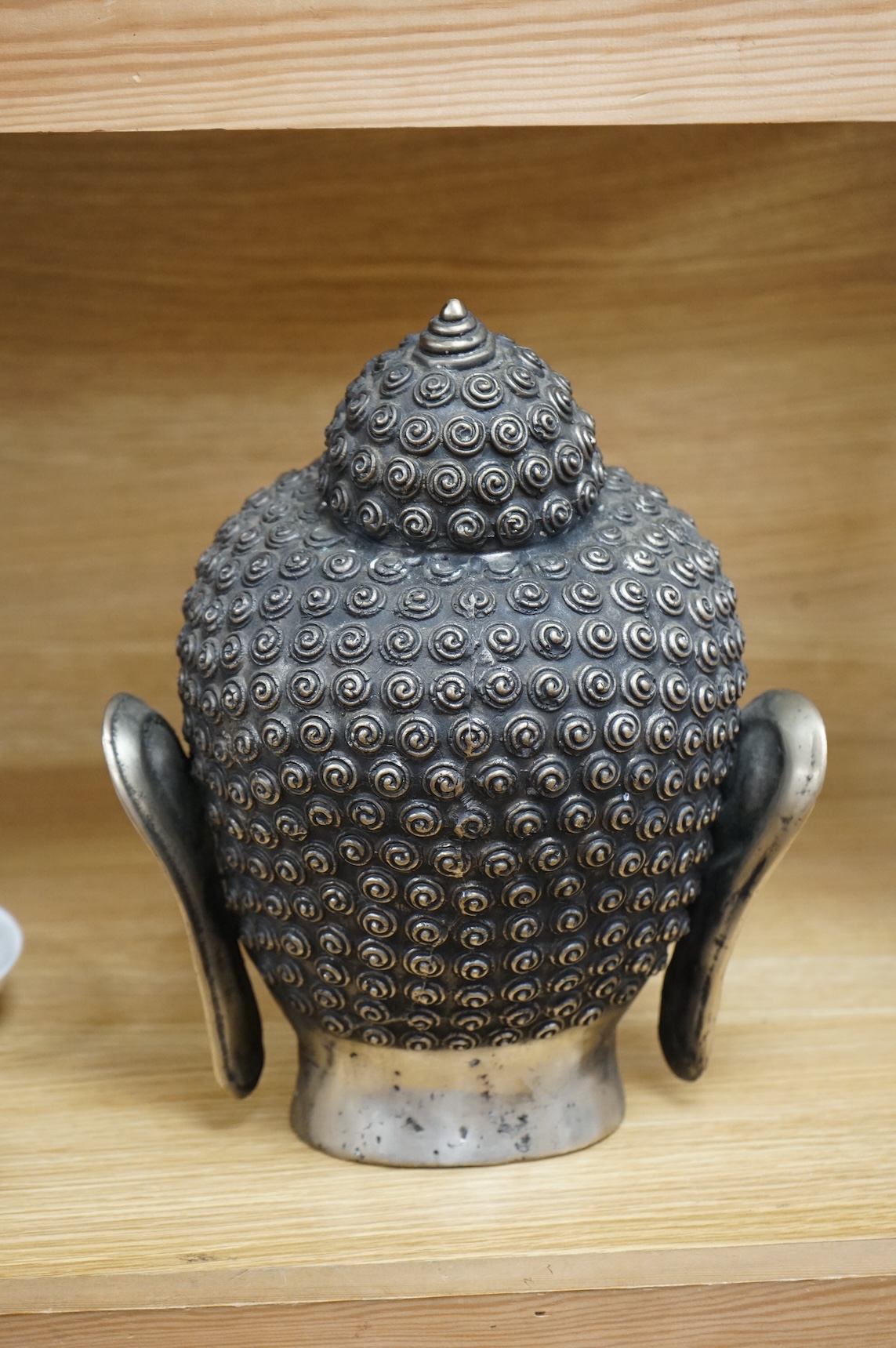 A Thai metal Buddha head, 27cm